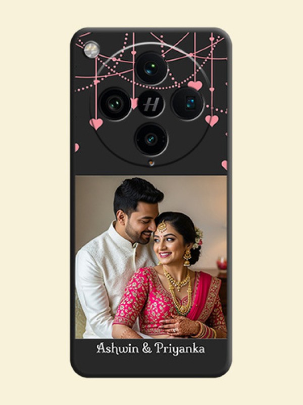 Pink Love Hangings with Text On Space Black Custom Soft Matte Mobile Back Cover - Oppo Find X8 Pro 5G