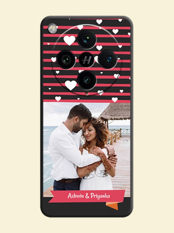 White Color Love Symbols with Pink Lines Pattern On Space Black Custom Soft Matte Mobile Back Cover - Oppo Find X8 Pro 5G