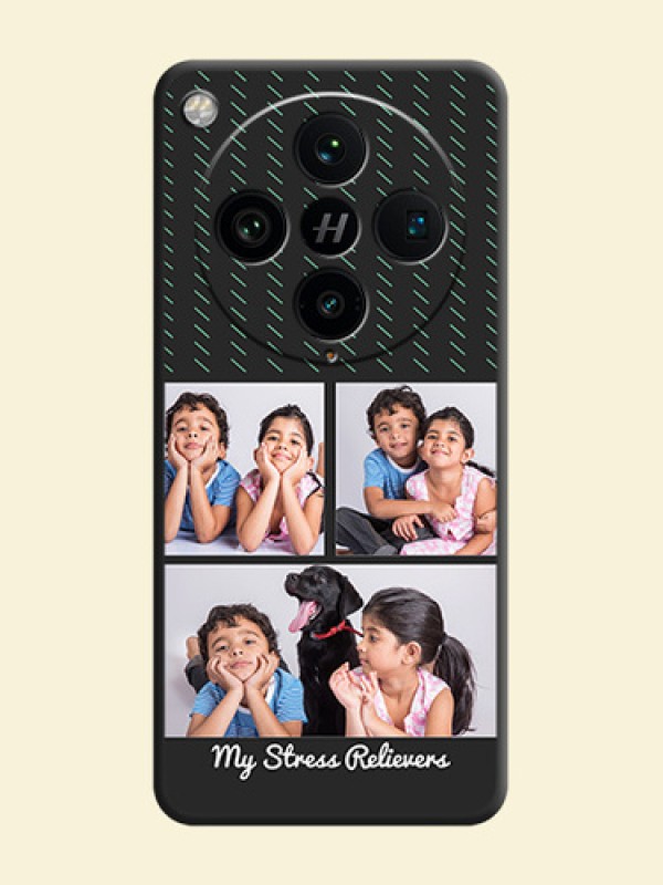 Cross Dotted Pattern with 2 Image Holder On Space Black Custom Soft Matte Mobile Back Cover - Oppo Find X8 Pro 5G
