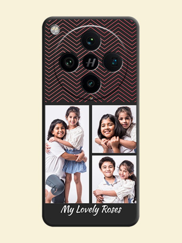 Wave Pattern with 3 Image Holder On Space Black Custom Soft Matte Mobile Back Cover - Oppo Find X8 Pro 5G