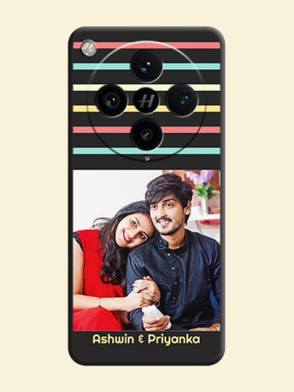 Color Stripes with Photo and Text on Photo On Space Black Custom Soft Matte Mobile Back Cover - Oppo Find X8 Pro 5G