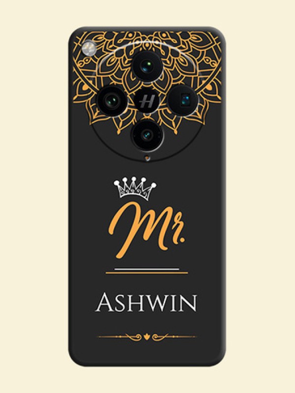 Mr Name with Floral Design On Space Black Custom Soft Matte Mobile Back Cover - Oppo Find X8 Pro 5G