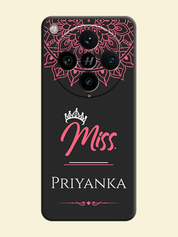 Mrs Name with Floral Design On Space Black Custom Soft Matte Mobile Back Cover - Oppo Find X8 Pro 5G