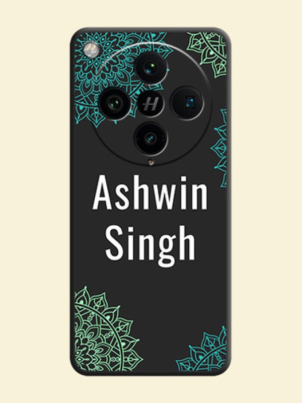Your Name with Floral Design On Space Black Custom Soft Matte Mobile Back Cover - Oppo Find X8 Pro 5G