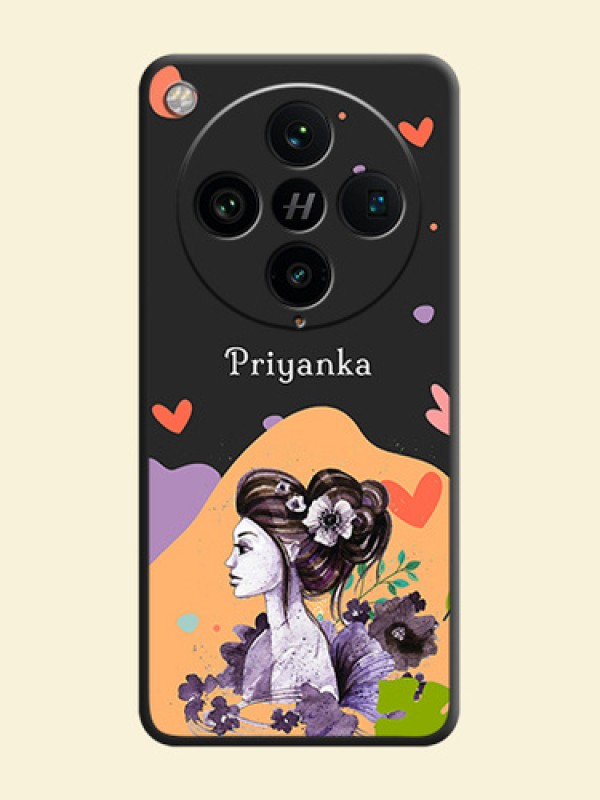 Namecase For Her With Fancy Lady Image On Space Black Custom Soft Matte Mobile Back Cover - Oppo Find X8 Pro 5G