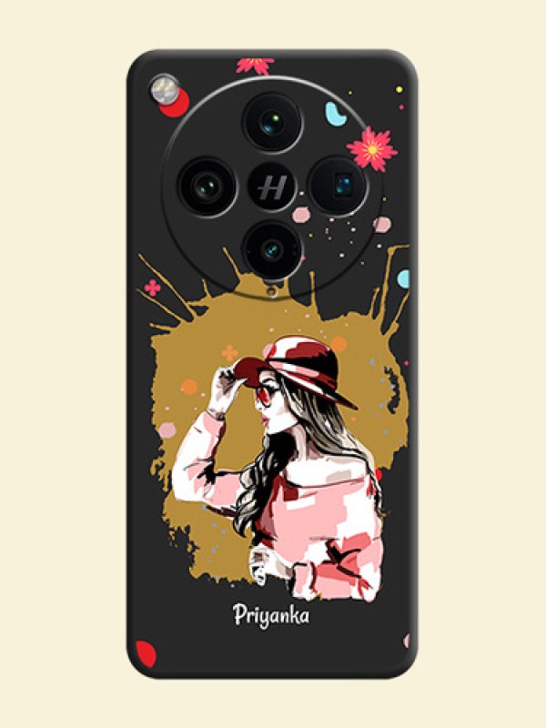 Mordern Lady With Color Splash Background With Custom Text On Space Black Custom Soft Matte Mobile Back Cover - Oppo Find X8 Pro 5G
