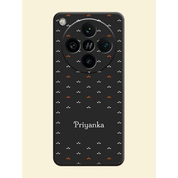 Simple Pattern With Custom Text On Space Black Custom Soft Matte Mobile Back Cover - Oppo Find X8 Pro 5G