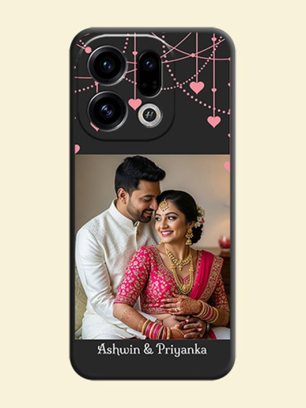 Pink Love Hangings with Text On Space Black Custom Soft Matte Mobile Back Cover - Oppo Find X9 5G