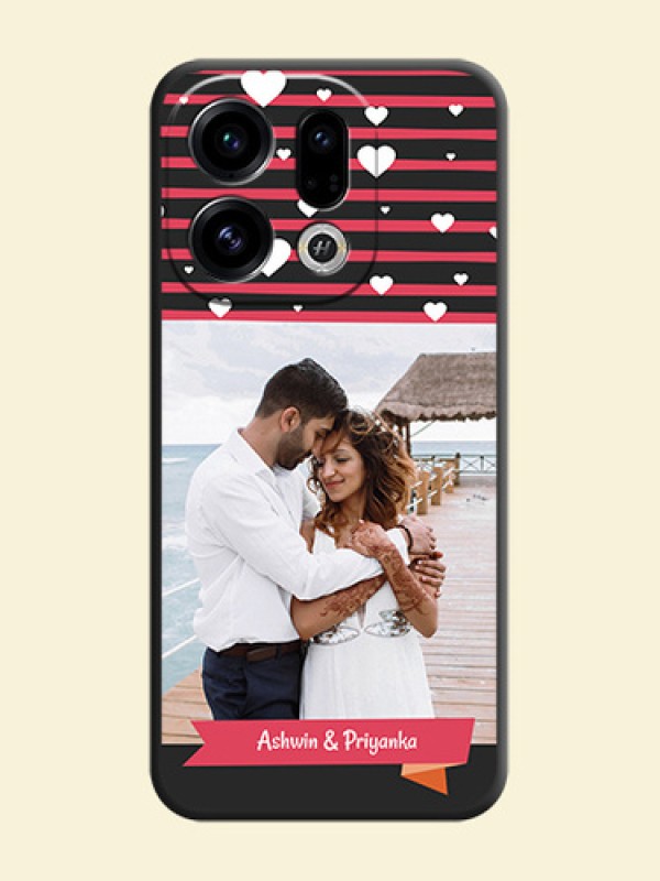 White Color Love Symbols with Pink Lines Pattern On Space Black Custom Soft Matte Mobile Back Cover - Oppo Find X9 5G