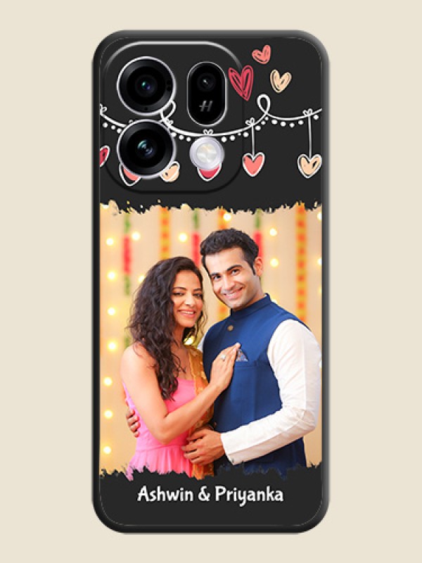 Pink Love Hangings with Name On Space Black Custom Soft Matte Mobile Back Cover - Oppo Find X9s 5G