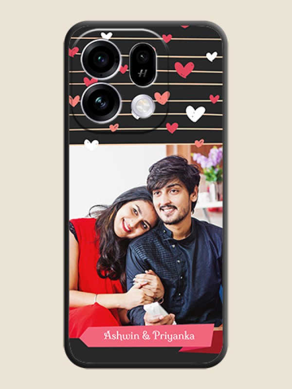 Love Pattern with Name on Pink Ribbon on Photo On Space Black Custom Soft Matte Mobile Back Cover - Oppo Find X9s 5G