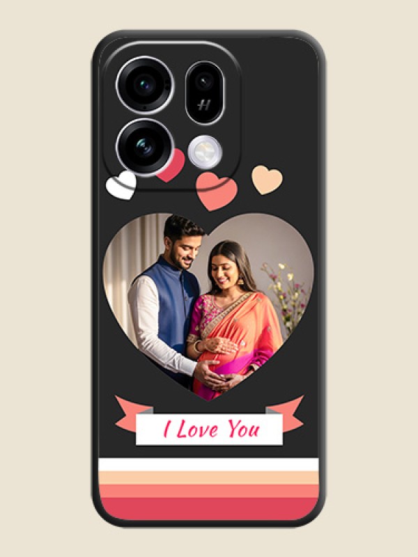 Love Shaped Photo with Colorful Stripes On Space Black Custom Soft Matte Mobile Back Cover - Oppo Find X9s 5G