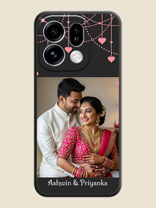 Pink Love Hangings with Text On Space Black Custom Soft Matte Mobile Back Cover - Oppo Find X9s 5G