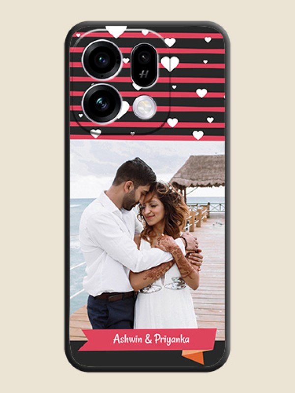 White Color Love Symbols with Pink Lines Pattern On Space Black Custom Soft Matte Mobile Back Cover - Oppo Find X9s 5G
