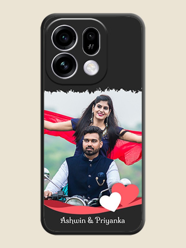 Pin Color Love Shaped Ribbon Design with Text On Space Black Custom Soft Matte Mobile Back Cover - Oppo Find X9s 5G