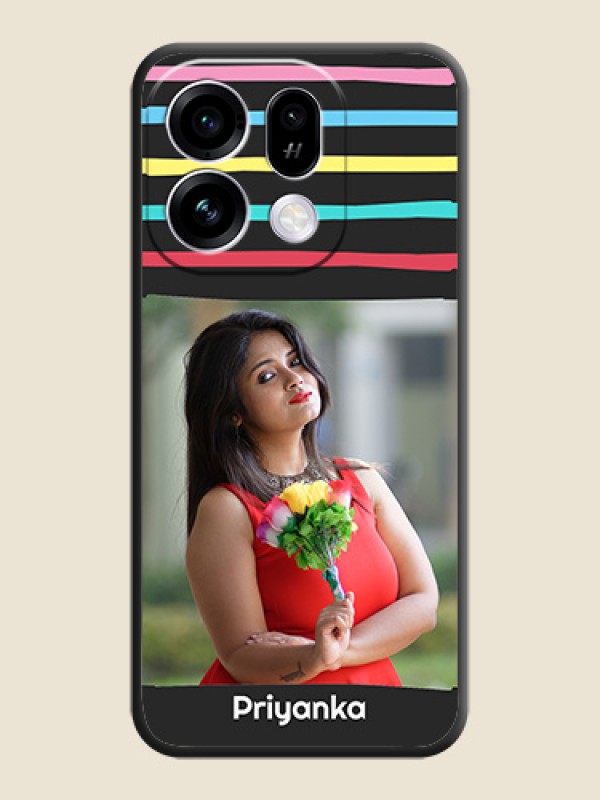Multicolor Lines with Image On Space Black Custom Soft Matte Mobile Back Cover - Oppo Find X9s 5G