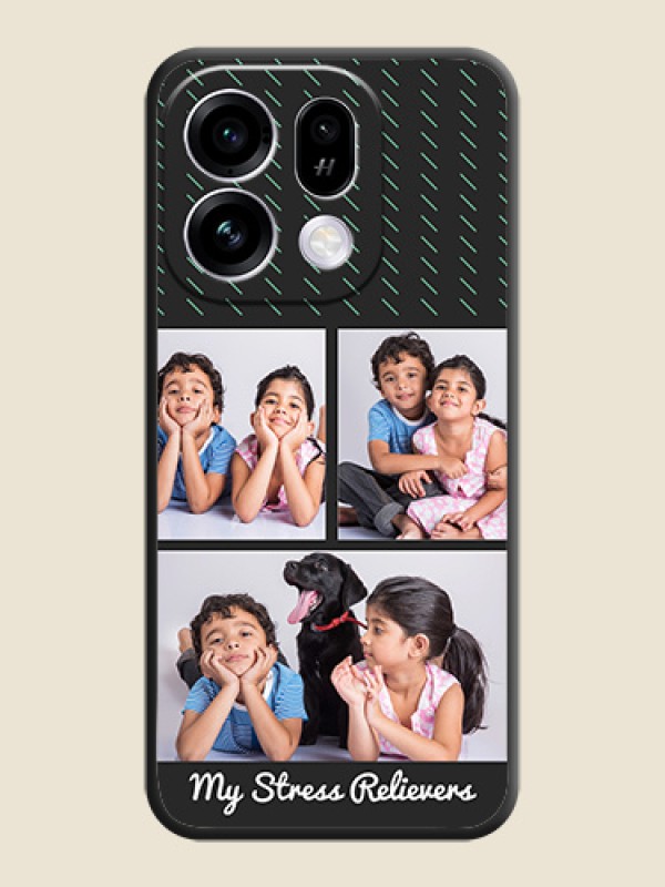 Cross Dotted Pattern with 2 Image Holder On Space Black Custom Soft Matte Mobile Back Cover - Oppo Find X9s 5G