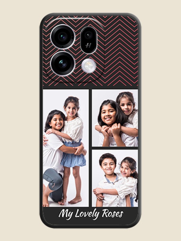 Wave Pattern with 3 Image Holder On Space Black Custom Soft Matte Mobile Back Cover - Oppo Find X9s 5G