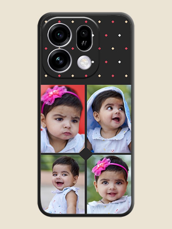 Multicolor Dotted Pattern with 4 Image Holder On Space Black Custom Soft Matte Mobile Back Cover - Oppo Find X9s 5G