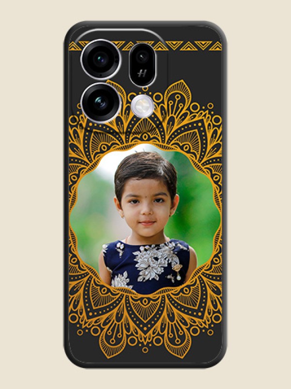 Round Image with Floral Design On Space Black Custom Soft Matte Mobile Back Cover - Oppo Find X9s 5G