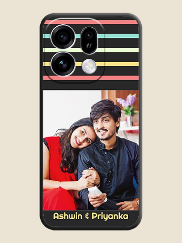 Color Stripes with Photo and Text on Photo On Space Black Custom Soft Matte Mobile Back Cover - Oppo Find X9s 5G