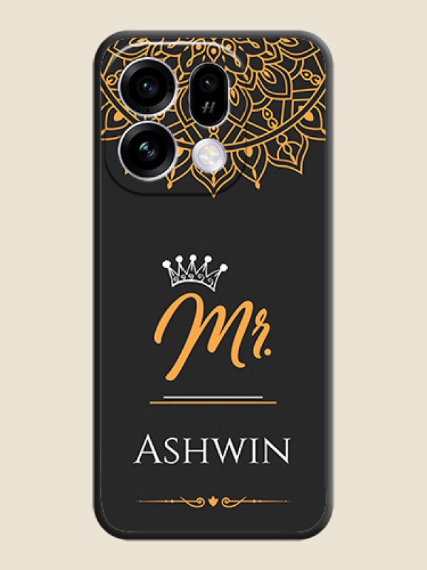 Mr Name with Floral Design On Space Black Custom Soft Matte Mobile Back Cover - Oppo Find X9s 5G