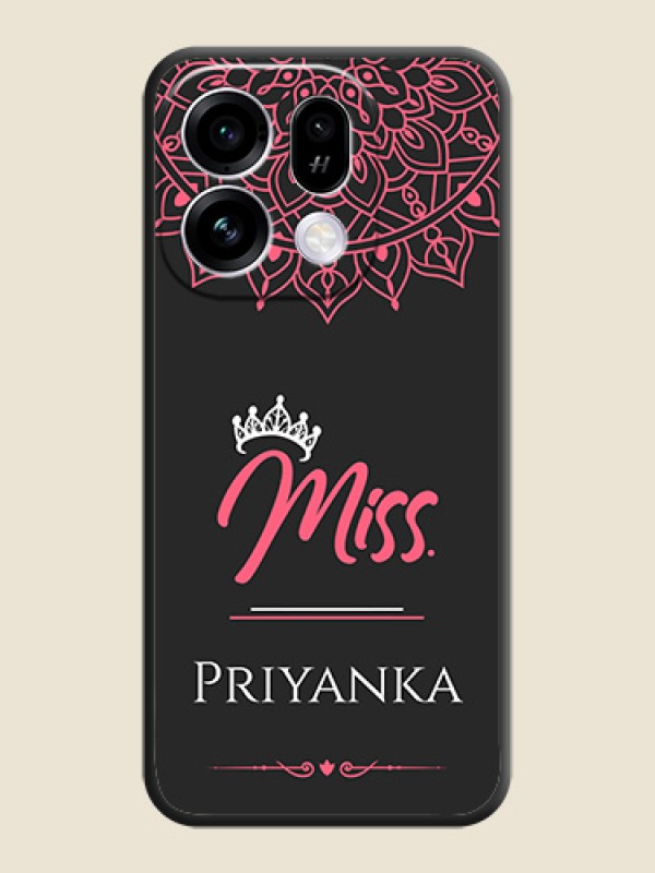 Mrs Name with Floral Design On Space Black Custom Soft Matte Mobile Back Cover - Oppo Find X9s 5G