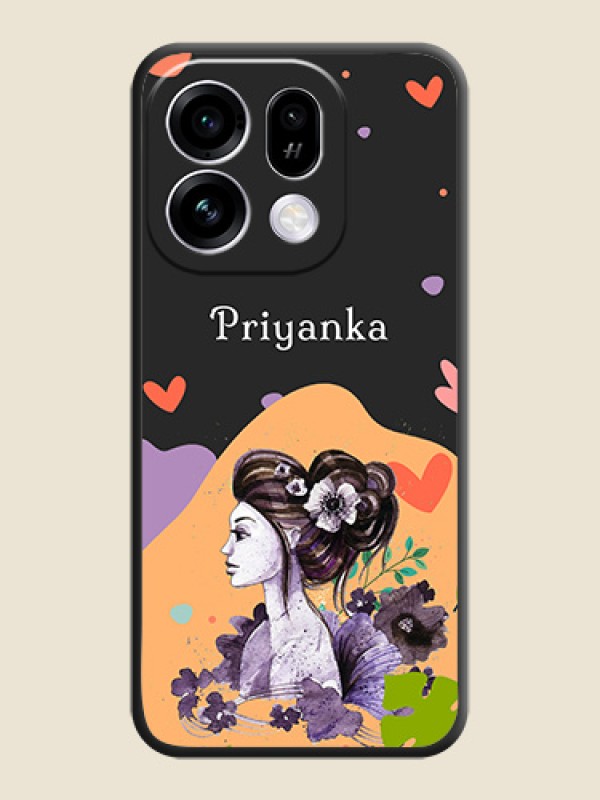 Namecase For Her With Fancy Lady Image On Space Black Custom Soft Matte Mobile Back Cover - Oppo Find X9s 5G