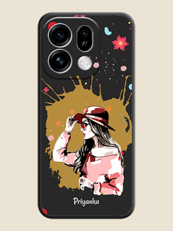 Mordern Lady With Color Splash Background With Custom Text On Space Black Custom Soft Matte Mobile Back Cover - Oppo Find X9s 5G