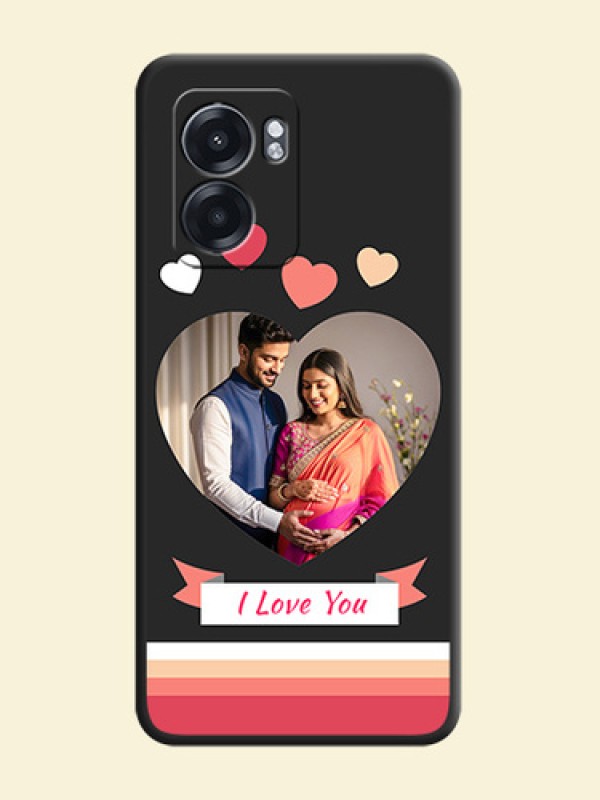 Love Shaped Photo with Colorful Stripes on Personalised Space Black Soft Matte Cases - Oppo K10 5G