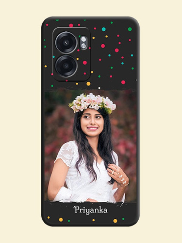 Multicolor Dotted Pattern with Text on Space Black Custom Soft Matte Phone Back Cover - Oppo K10 5G