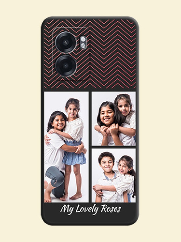 Wave Pattern with 3 Image Holder on Space Black Custom Soft Matte Back Cover - Oppo K10 5G