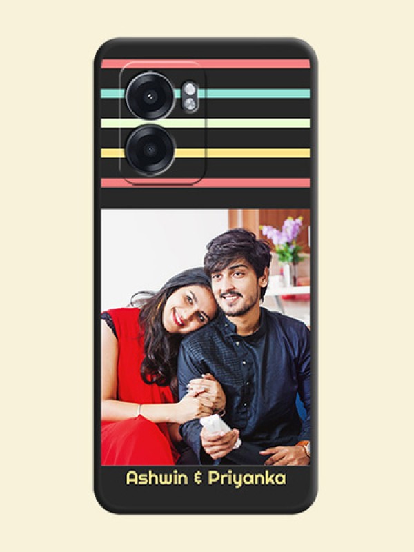 Color Stripes with Photo and Text on Photo on Space Black Soft Matte Mobile Case - Oppo K10 5G