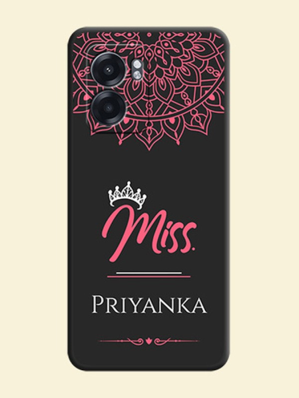 Mrs Name with Floral Design on Space Black Personalized Soft Matte Phone Covers - Oppo K10 5G