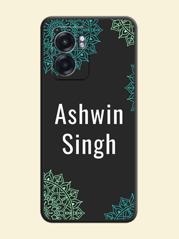 Your Name with Floral Design on Space Black Custom Soft Matte Back Cover - Oppo K10 5G