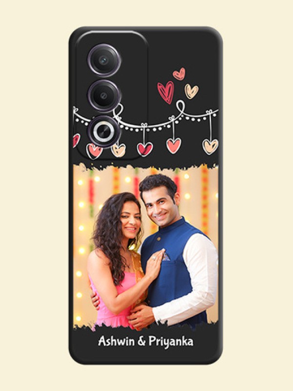 Pink Love Hangings with Name On Space Black Custom Soft Matte Mobile Back Cover - Oppo K12x 5G