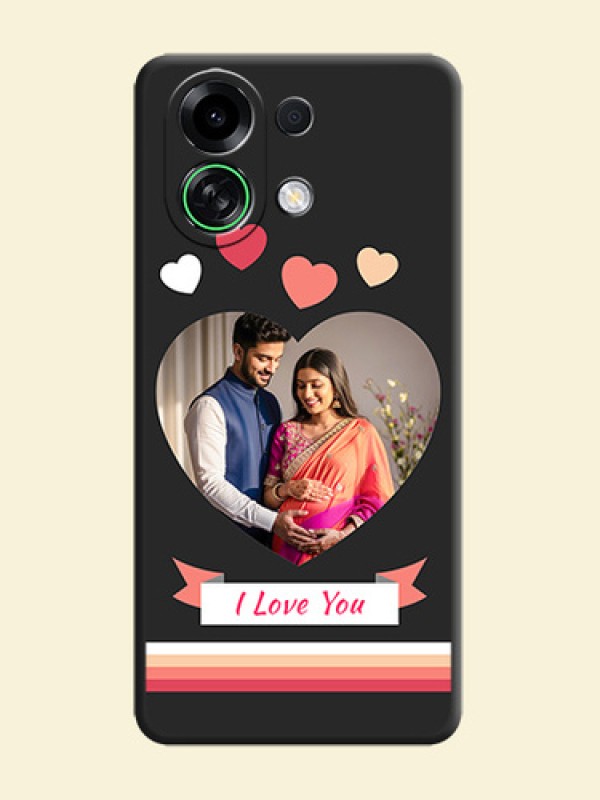 Love Shaped Photo with Colorful Stripes On Space Black Custom Soft Matte Mobile Back Cover - Oppo K13 Turbo 5G