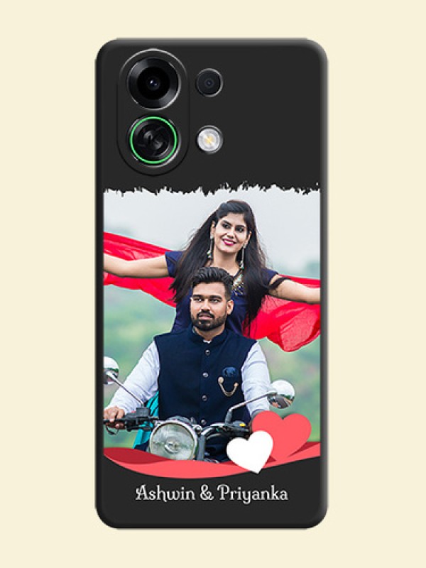 Pin Color Love Shaped Ribbon Design with Text On Space Black Custom Soft Matte Mobile Back Cover - Oppo K13 Turbo 5G