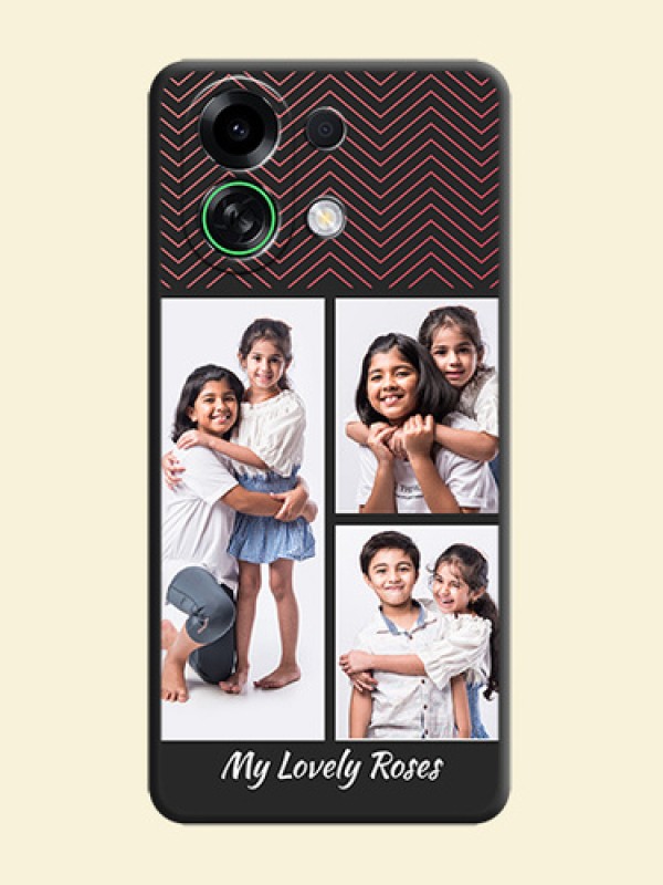 Wave Pattern with 3 Image Holder On Space Black Custom Soft Matte Mobile Back Cover - Oppo K13 Turbo 5G