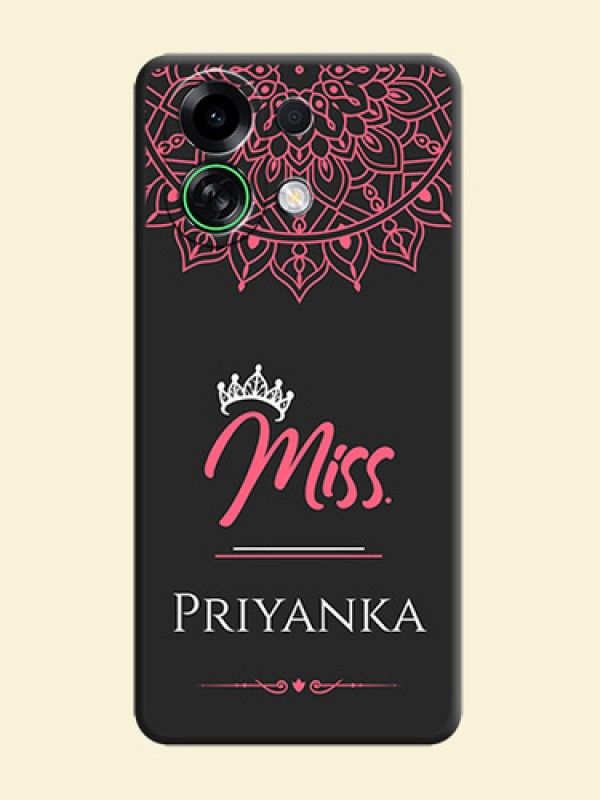 Mrs Name with Floral Design On Space Black Custom Soft Matte Mobile Back Cover - Oppo K13 Turbo 5G