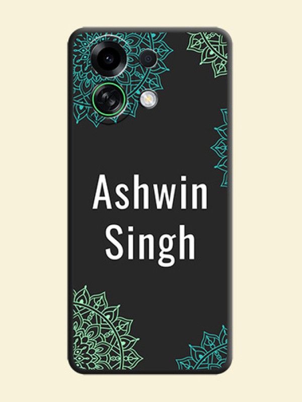 Your Name with Floral Design On Space Black Custom Soft Matte Mobile Back Cover - Oppo K13 Turbo 5G