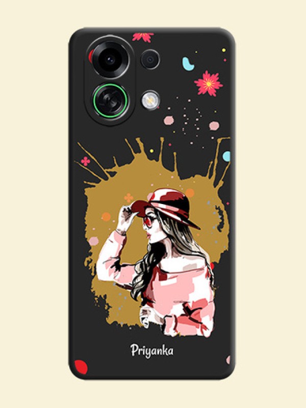 Mordern Lady With Color Splash Background With Custom Text On Space Black Custom Soft Matte Mobile Back Cover - Oppo K13 Turbo 5G