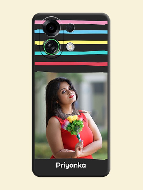 Multicolor Lines with Image On Space Black Custom Soft Matte Mobile Back Cover - Oppo K13 Turbo Pro 5G