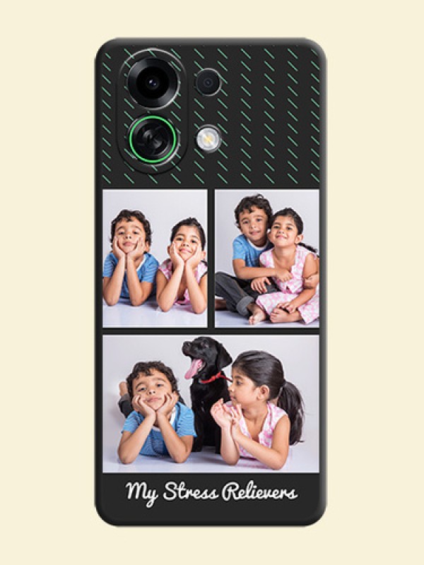 Cross Dotted Pattern with 2 Image Holder On Space Black Custom Soft Matte Mobile Back Cover - Oppo K13 Turbo Pro 5G