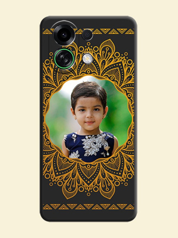 Round Image with Floral Design On Space Black Custom Soft Matte Mobile Back Cover - Oppo K13 Turbo Pro 5G
