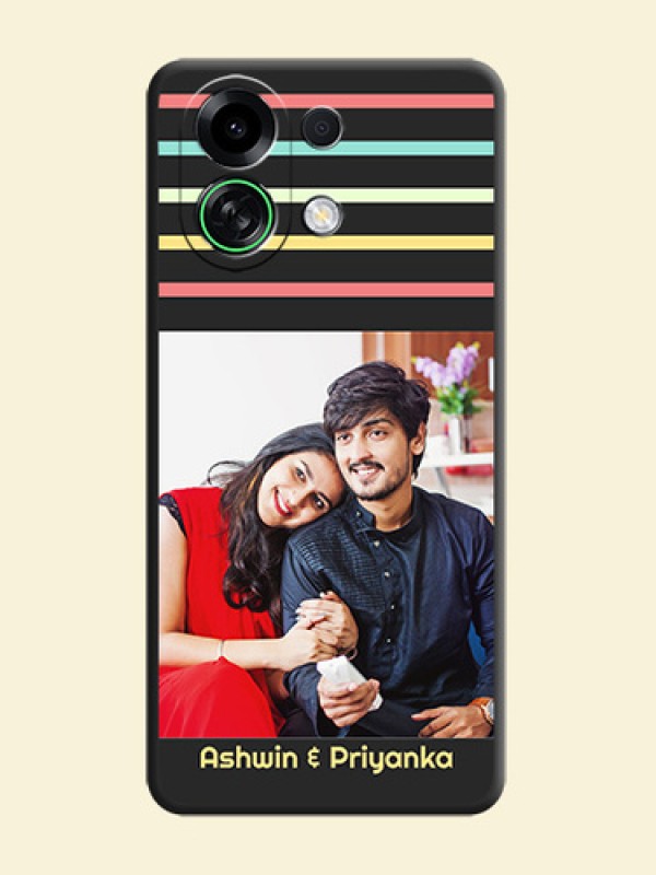 Color Stripes with Photo and Text on Photo On Space Black Custom Soft Matte Mobile Back Cover - Oppo K13 Turbo Pro 5G