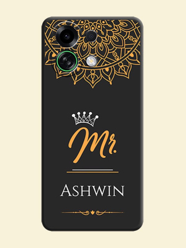 Mr Name with Floral Design On Space Black Custom Soft Matte Mobile Back Cover - Oppo K13 Turbo Pro 5G