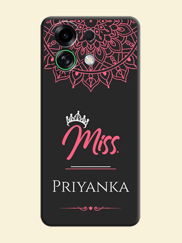 Mrs Name with Floral Design On Space Black Custom Soft Matte Mobile Back Cover - Oppo K13 Turbo Pro 5G