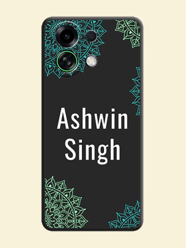 Your Name with Floral Design On Space Black Custom Soft Matte Mobile Back Cover - Oppo K13 Turbo Pro 5G