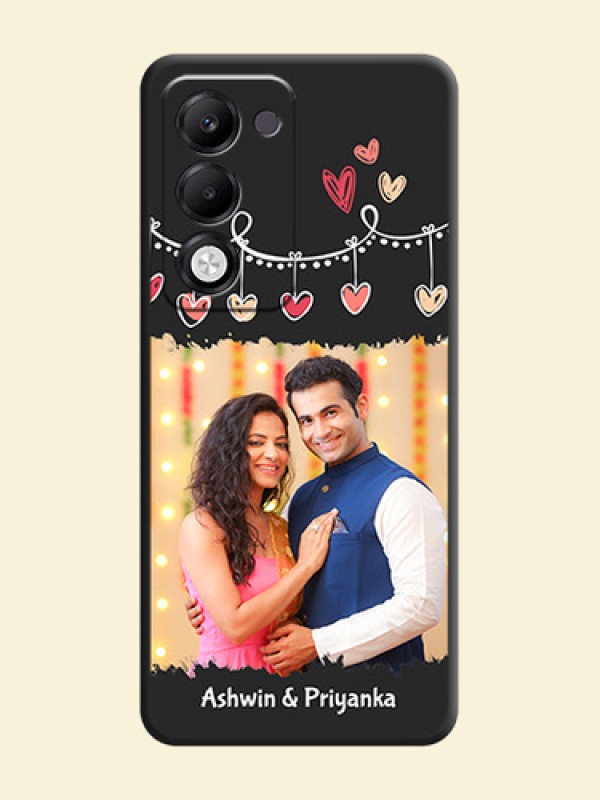 Pink Love Hangings with Name On Space Black Custom Soft Matte Mobile Back Cover - Oppo k13x 5G